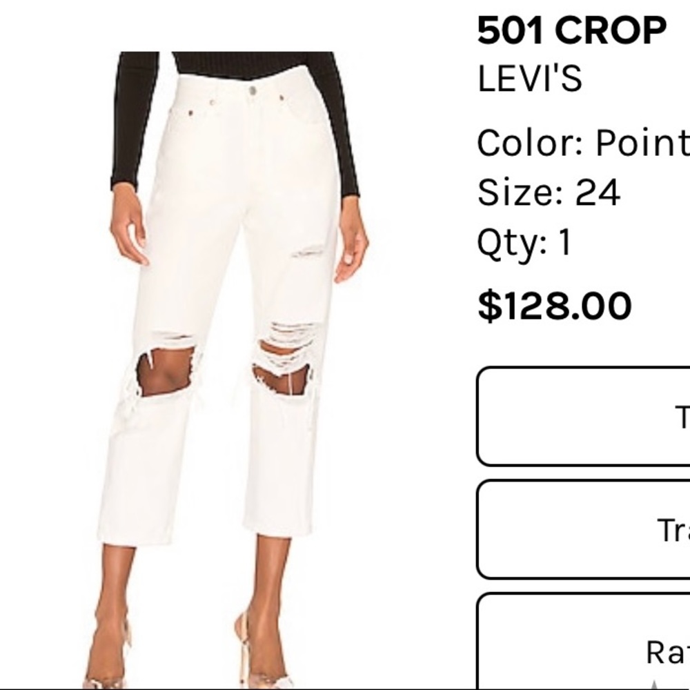 Levi’s 501 crop in white size 24 NWT